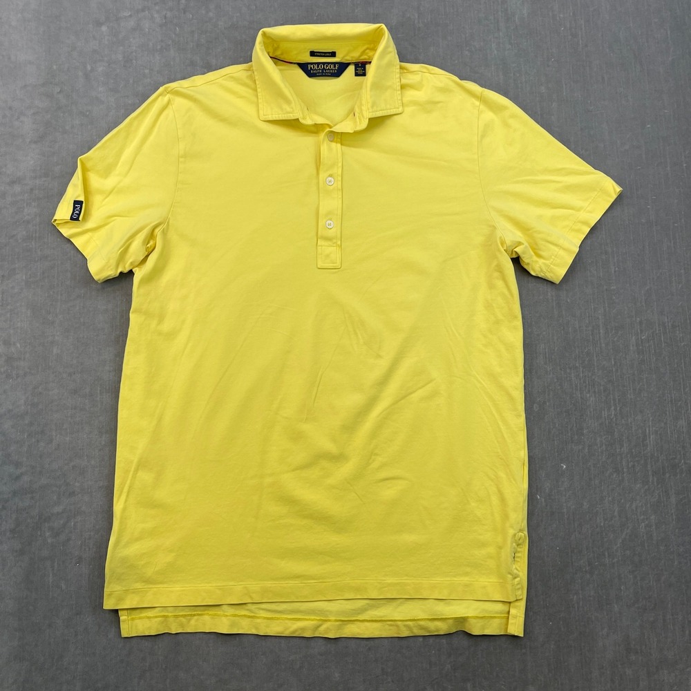 Polo Golf Ralph Lauren‎ Mens Medium Yellow Short Sleeve Stretch Lisle Polo Shirt